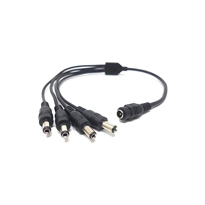 4-Way Splitter Cable 1x Female to 4x Male for CCTV 12v DC Power