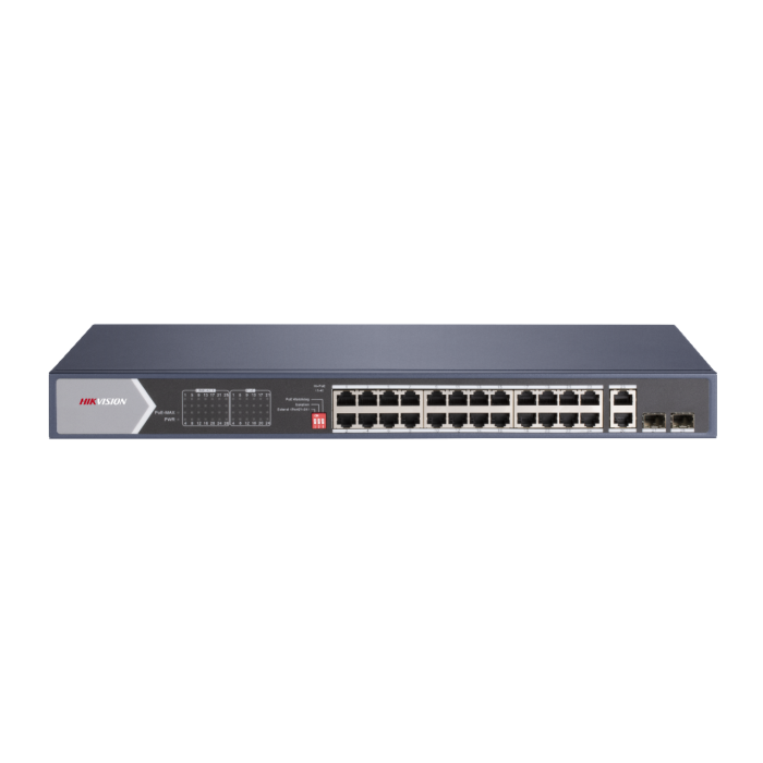 Hikvision 24-Port Gigabit PoE Switch DS-3E0528HP-E with 4x Hi-PoE, 2x Uplink, 2x Fiber Ports