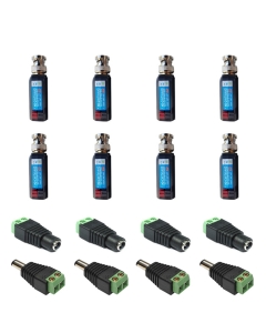 4 Camera Connector Kit: 4K Baluns (non-Tail) for Hikvision Turbo HD Cameras