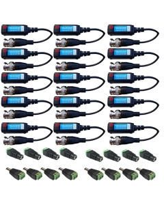 8 Camera Connector Kit: 4K Baluns (+Tail) for Hikvision Turbo HD Cameras