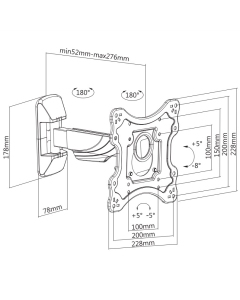Monitor Bracket 23" ~ 42" upto 35kg Snap-In Design with Cable Management