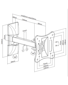 Monitor Bracket 13" ~ 27" upto 35kg Tilt & Swivel with Cable Management