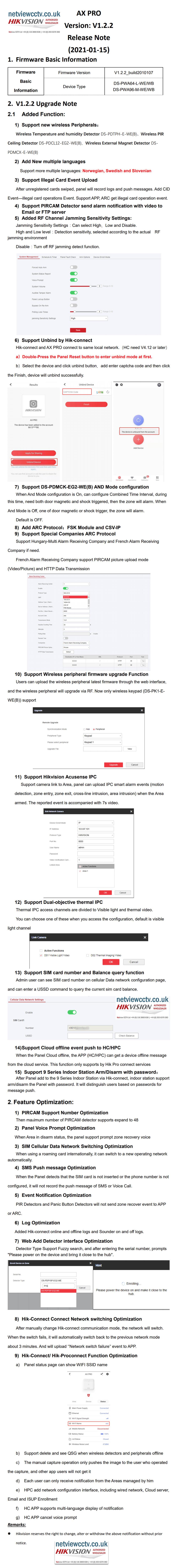 AX PRO Version: V1.2.2 Release Notes 15 January 2021