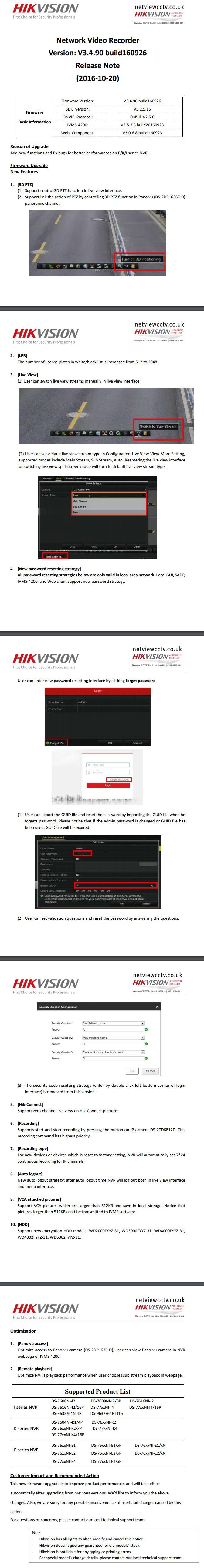 New Hikvision NVR Firmeare released V3.4.9